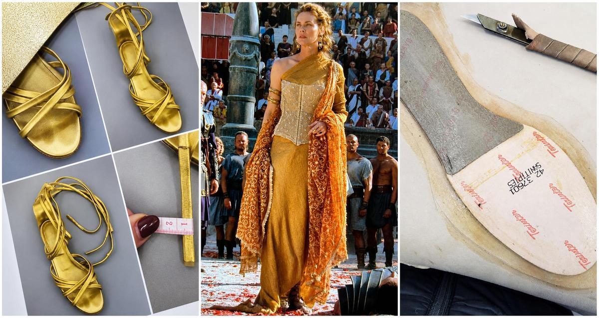 Elaboración del calzado para Connie Nielsen en la película de Gladiator II