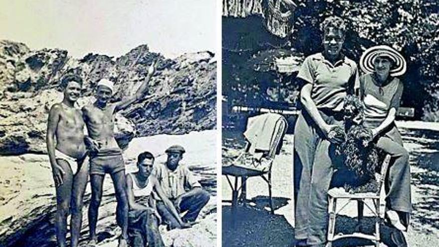 Dues de les imatges adquirides ahir;a l&#039;esquerra, fotografia presa per Gala que mostra Salvador Dalí, René Crevel i dos pescadors al cap de Creus (c.1932); a la dreta, Gala amb Crevei