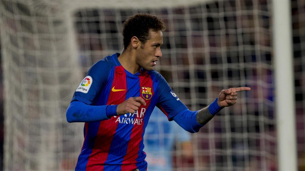 Neymar celebra un gol con el Barça frente al Celta en la Liga 2016/17