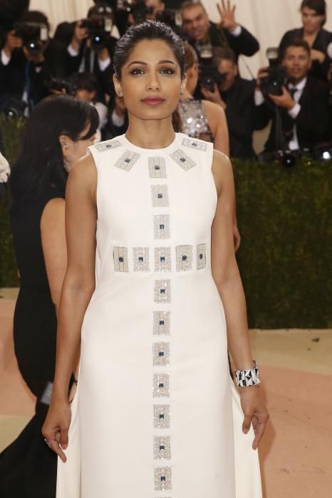 Actress Freida Pinto arrives at the Met Gala in ...