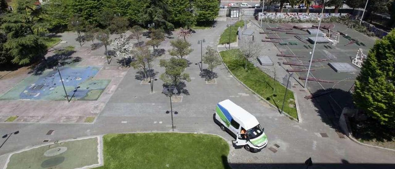 El parque de La Serena, vallado durante las actuaciones municipales.