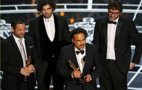 "Birdman" director Inarritu and writers accept Oscar  for best original screenplay at the 87th Academy Awards in Hollywood