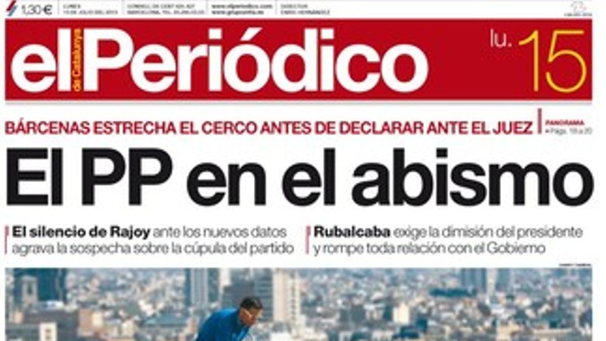 La portada de EL PERIÓDICO (15-7-2013).