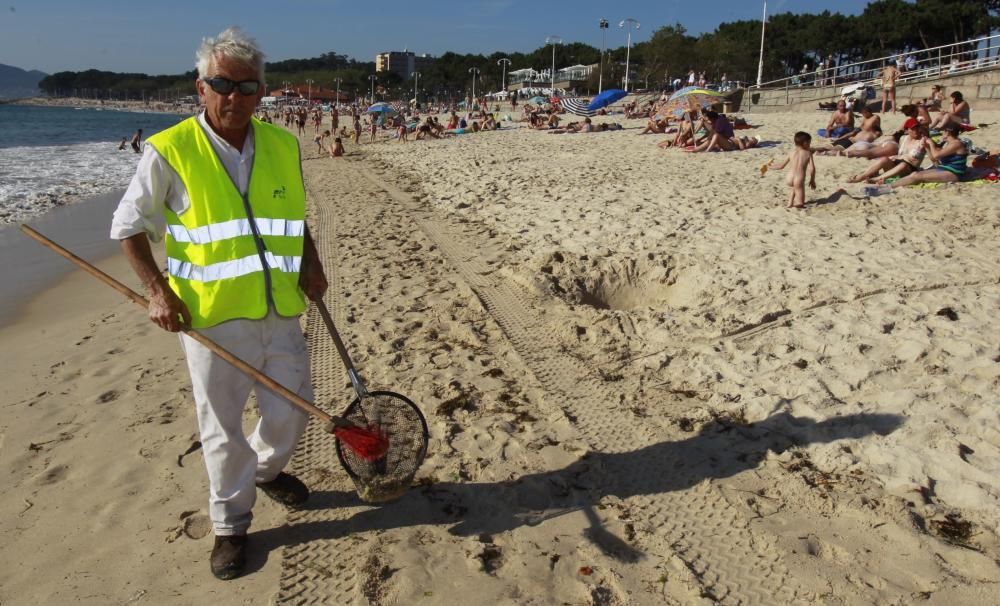 Plaga de medusas en la playa de Samil