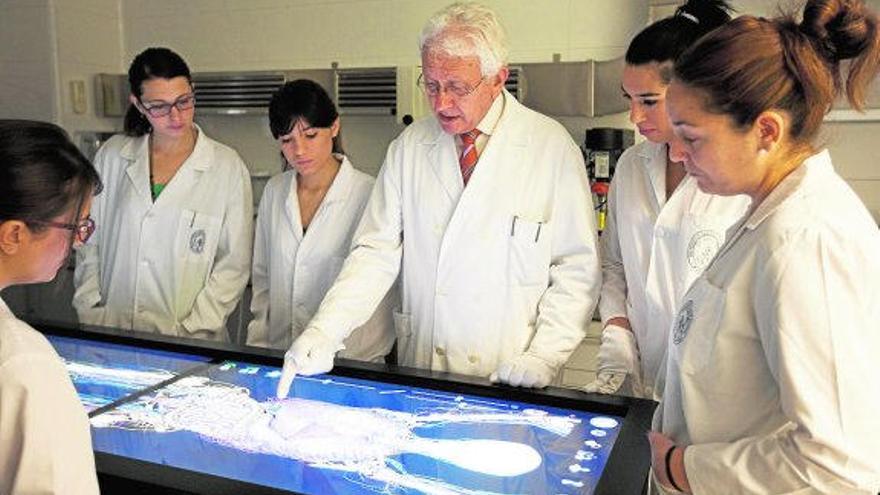 Alumnos en una clase práctica del Grado de Medicina en instalaciones de la UCAM.