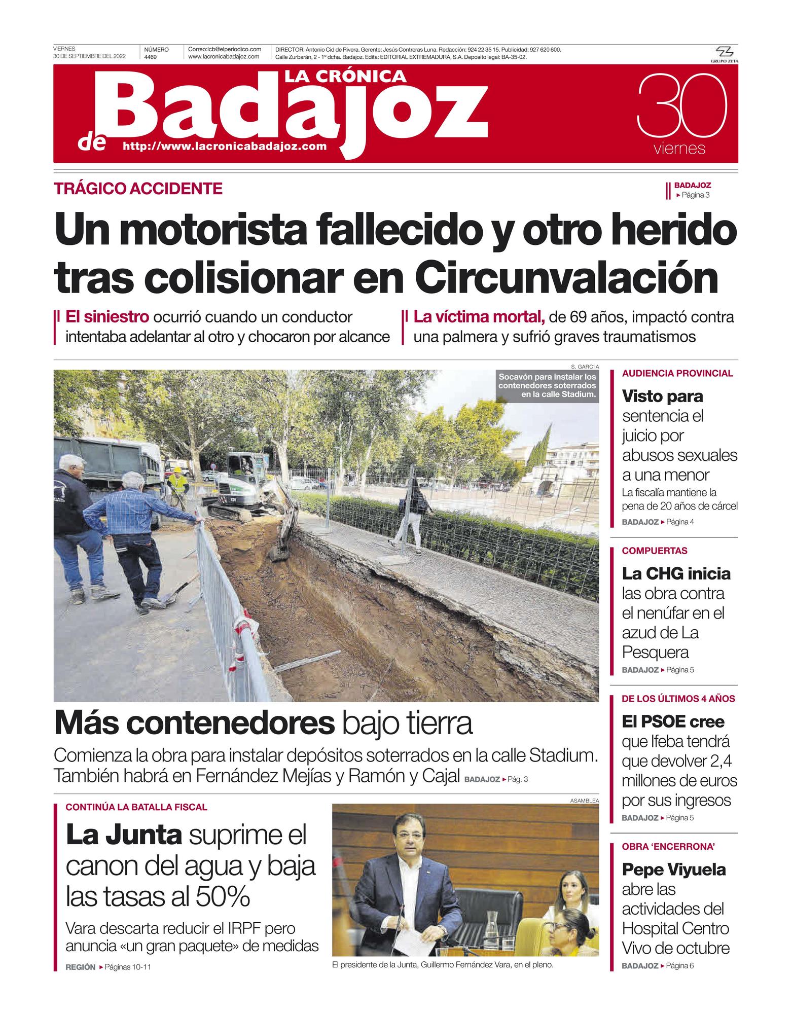 Consulta la portada correspondiente al día 30 de septiembre de 2022