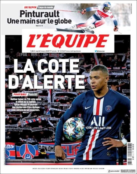 Portada L'ÉQUIPE martes 3 marzo 2020