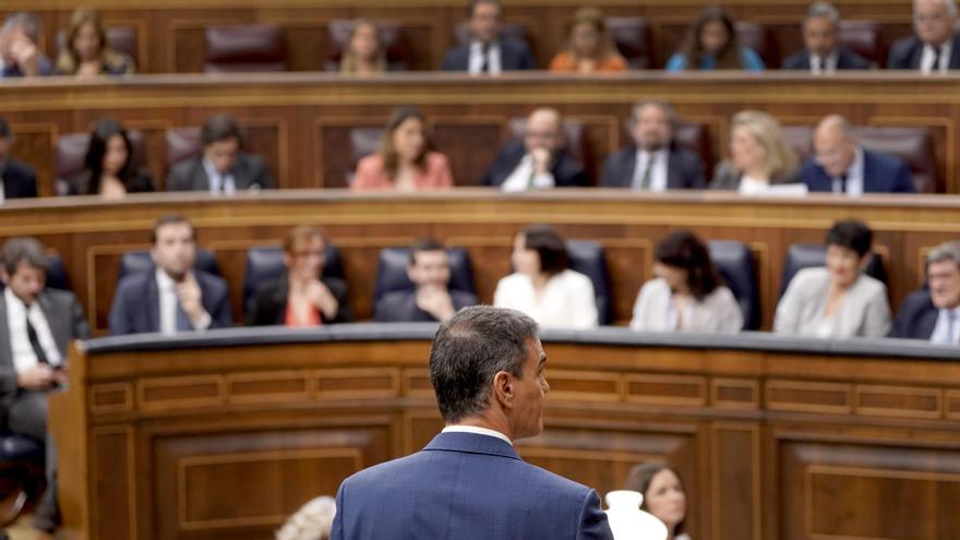 El presidente del Gobierno, Pedro Sánchez, durante la sesión de control al Gobierno en el Congreso este miércoles.