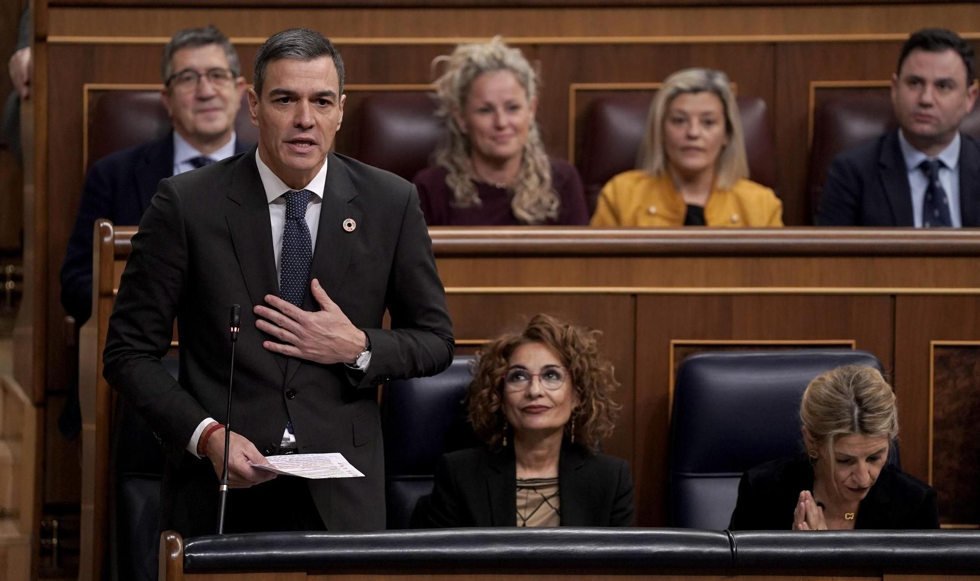 Pedro Sánchez en la sesión de control al Gobierno en el Congreso.