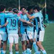 El Celta Fotuna celebra su remontada ante el Talavera en casa (4-3). |