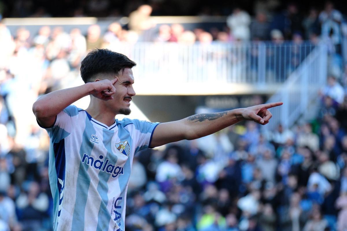 Imagen del partido entre el Málaga CF y la AD Ceuta, de la jornada 21 de LaLiga Hypermotion en el estadio de La Rosaleda.