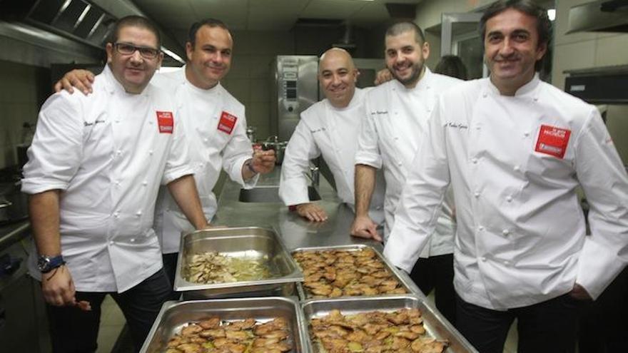 De izquierda a derecha: Dani García, Ángel León (restaurante Aponiente, Puerto de Santa María), Diego del Río, Jaume Puigdengolas y José Carlos García .