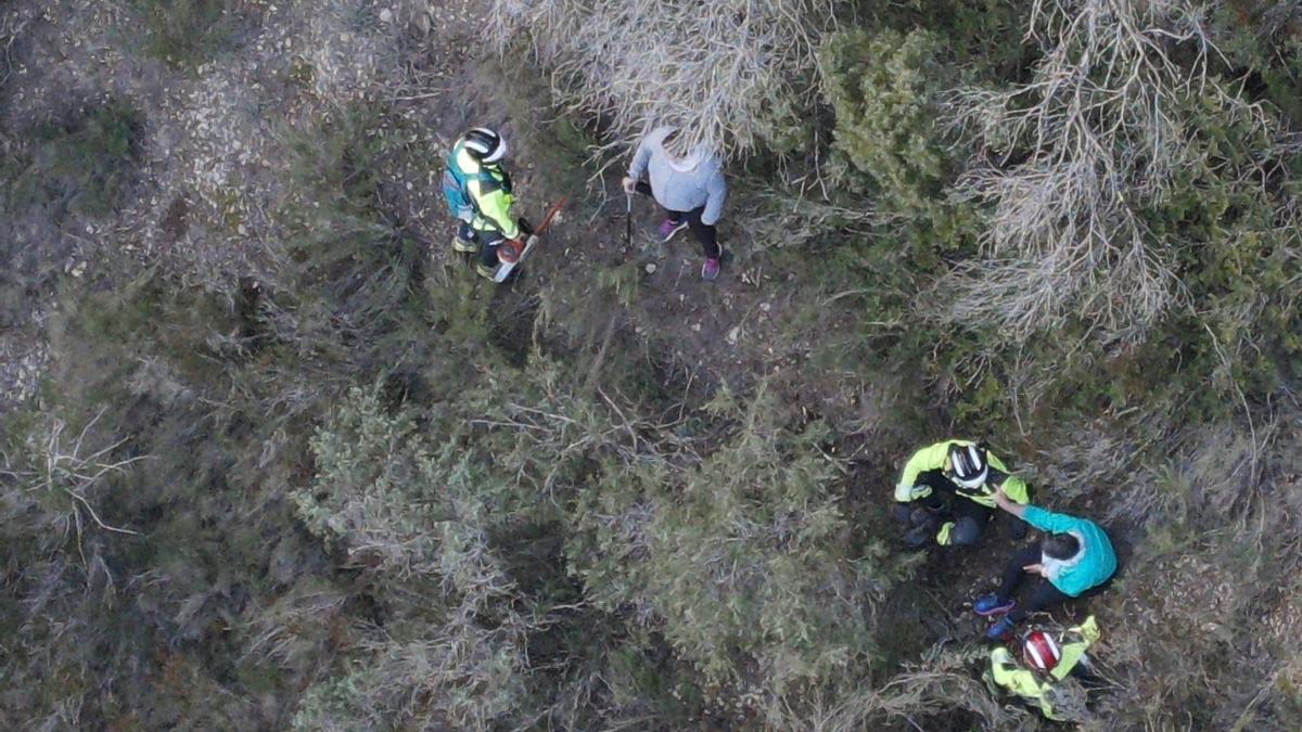 Imagen aérea captada con dron del rescate de las mujeres que se extraviaron.