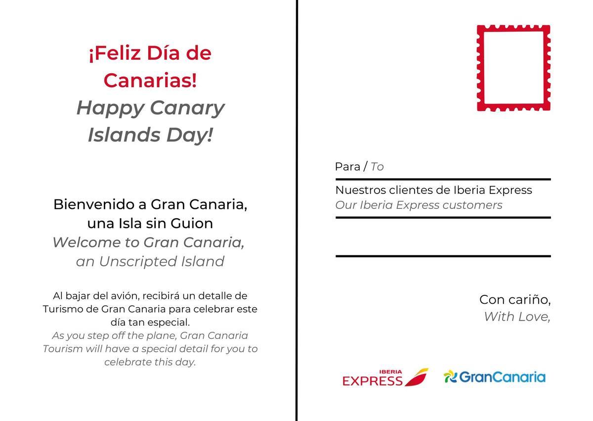 La aerolínea colabora con Plátano de Canarias y los turismos de Gran Canaria, Fuerteventura, La Palma, Lanzarote y Tenerife para entregar a sus pasajeros un detalle con motivo del Día de Canarias