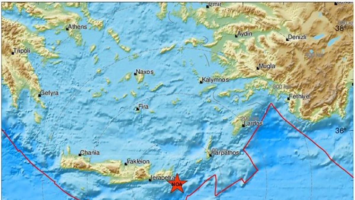 Epicentro del terremoto de este martes en Creta