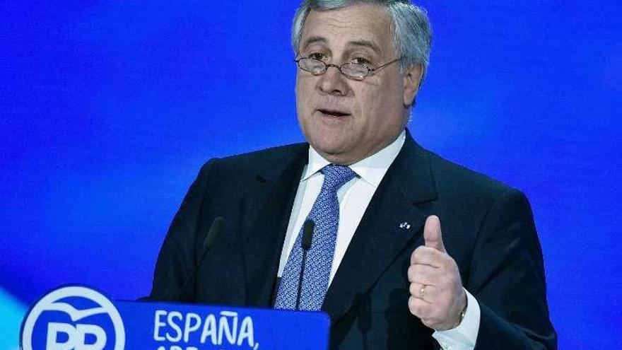 El presidente del Parlamento Europeo, Antonio Tajani, ayer. // Efe