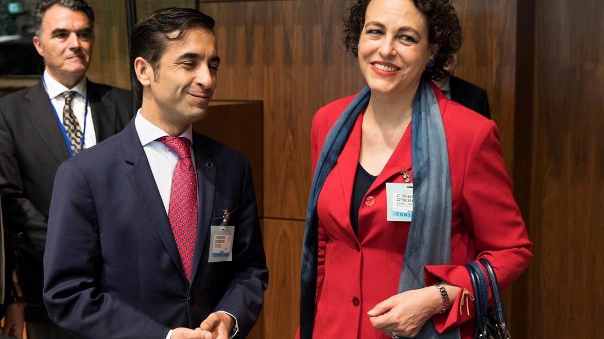 La ministra de Trabajo española, Magdalena Valerio, a su llegada al Consejo de Política Social en Luxemburgo.