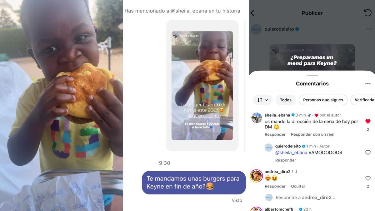 Keyne comiendo su hamburguesa de Deleito