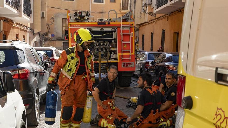 plio dispositivo tras un aviso por un incendio en el casco antiguo de Xàtiva