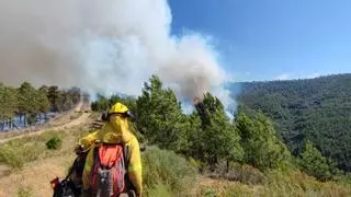 Los trabajos en el incendio de Las Hurdes y Gata se centran en Ovejuela