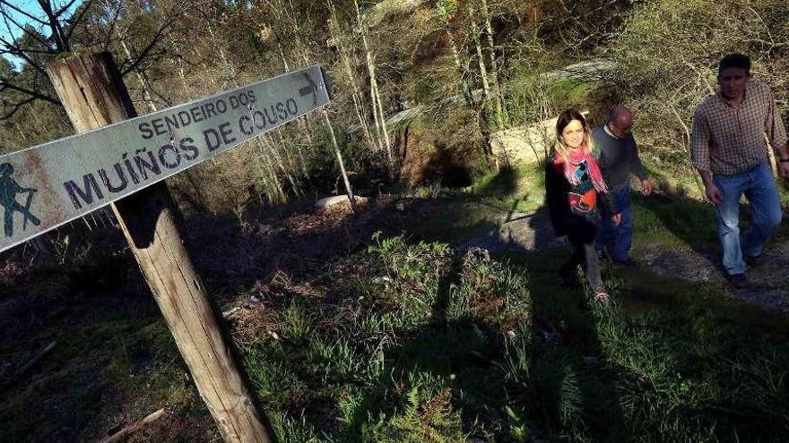 La concejal Rosa Covelo con vecinos de la zona, en el nuevo parque forestal. // D.P.