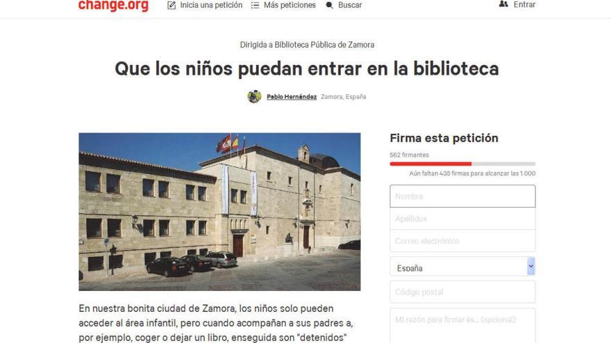 Petición a la Biblioteca Pública de Zamora.