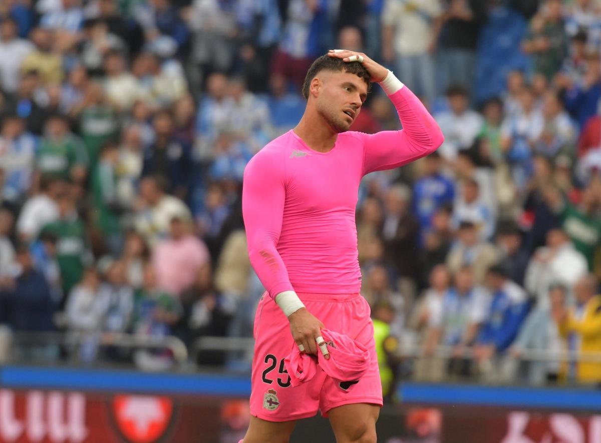 Álvaro Fernández 'Ferllo', tras parar el penalti de Leganés.