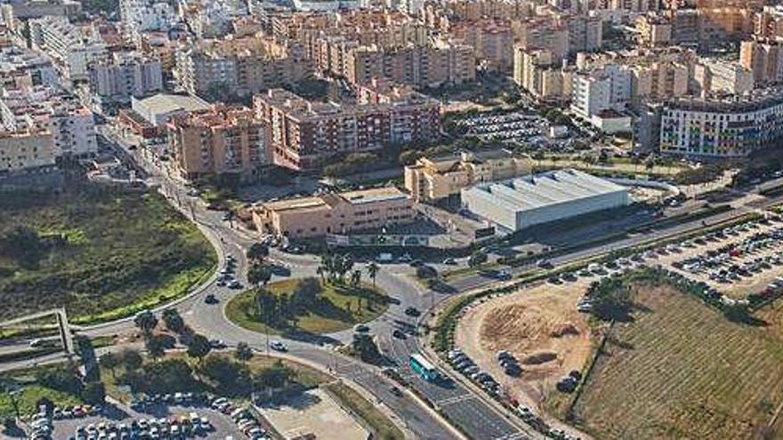 Vista aérea de parte del municipio de Ibiza.