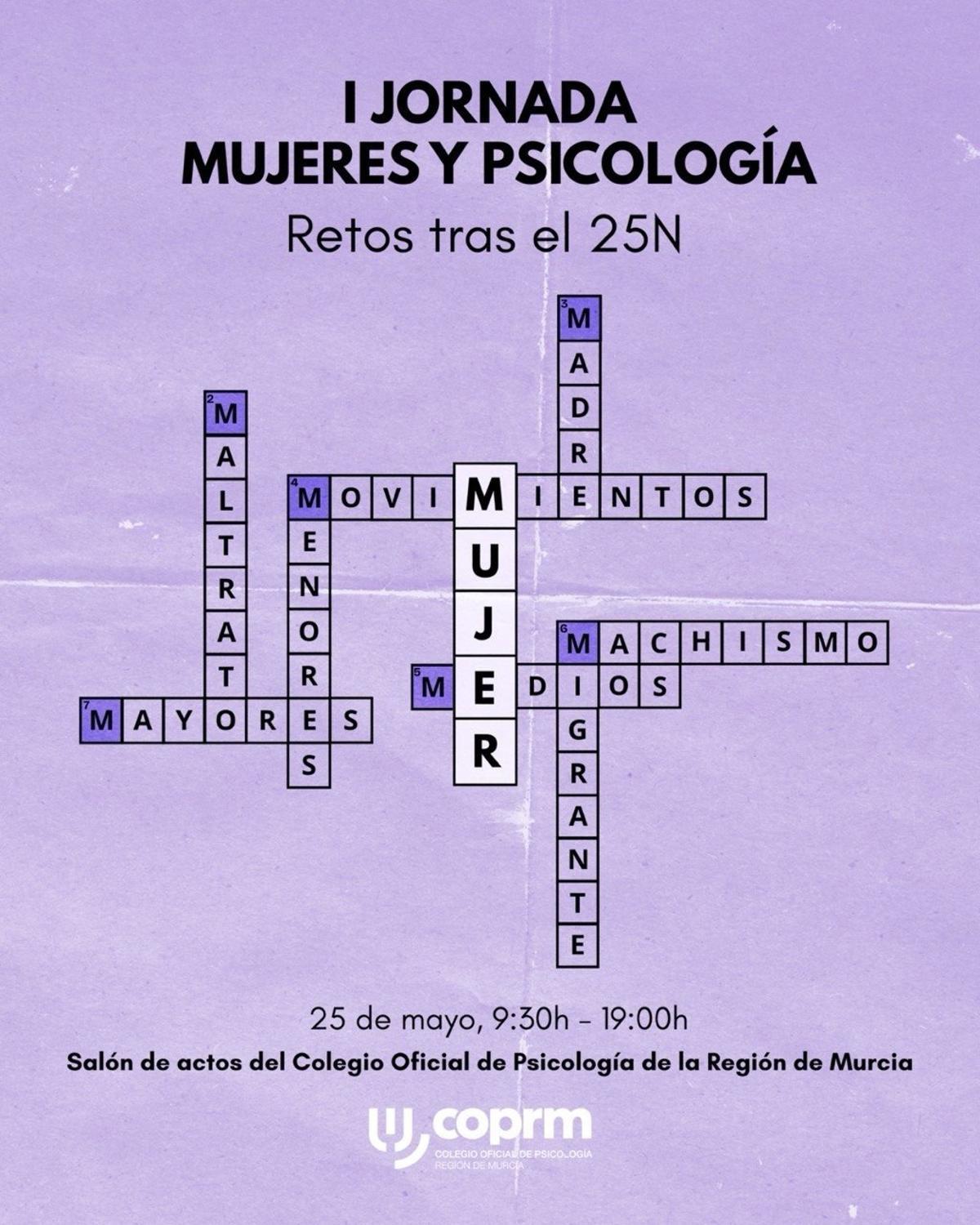 Cartel publicitario de la I Jornada 'Mujeres y Psicología: Retos tras el 25-N'