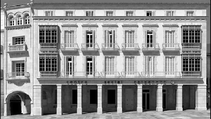 Fachada del futuro Centro Social Caixanova en Santiago, en la Praza de Cervantes.