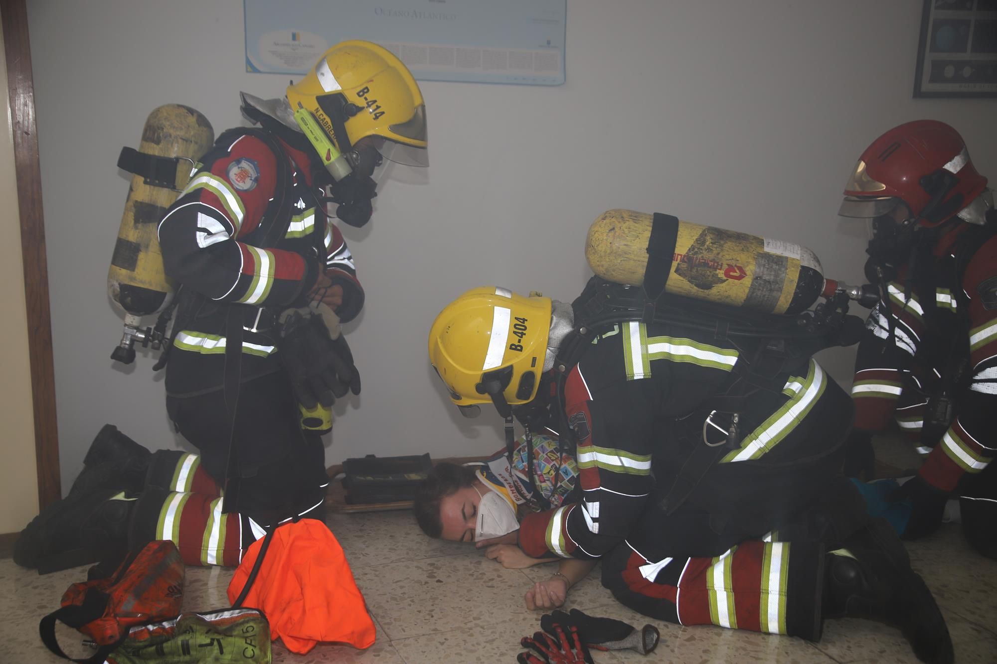 Primer simulacro contraincendios en un colegio con protocolo anticovid