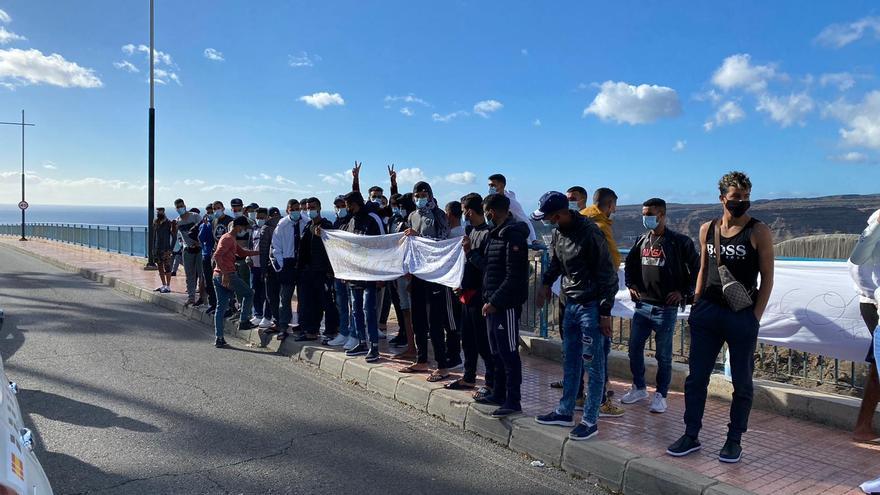 Manifestación de migrantes en Gran Canaria