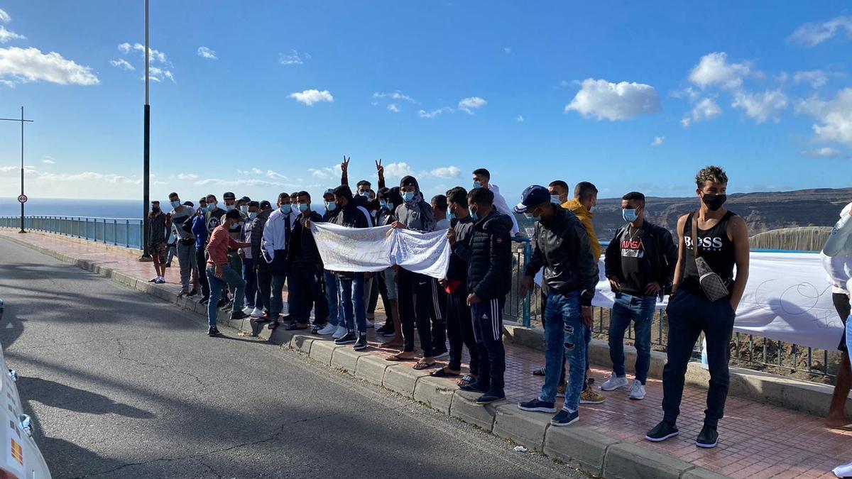 Manifestación de migrantes en Gran Canaria