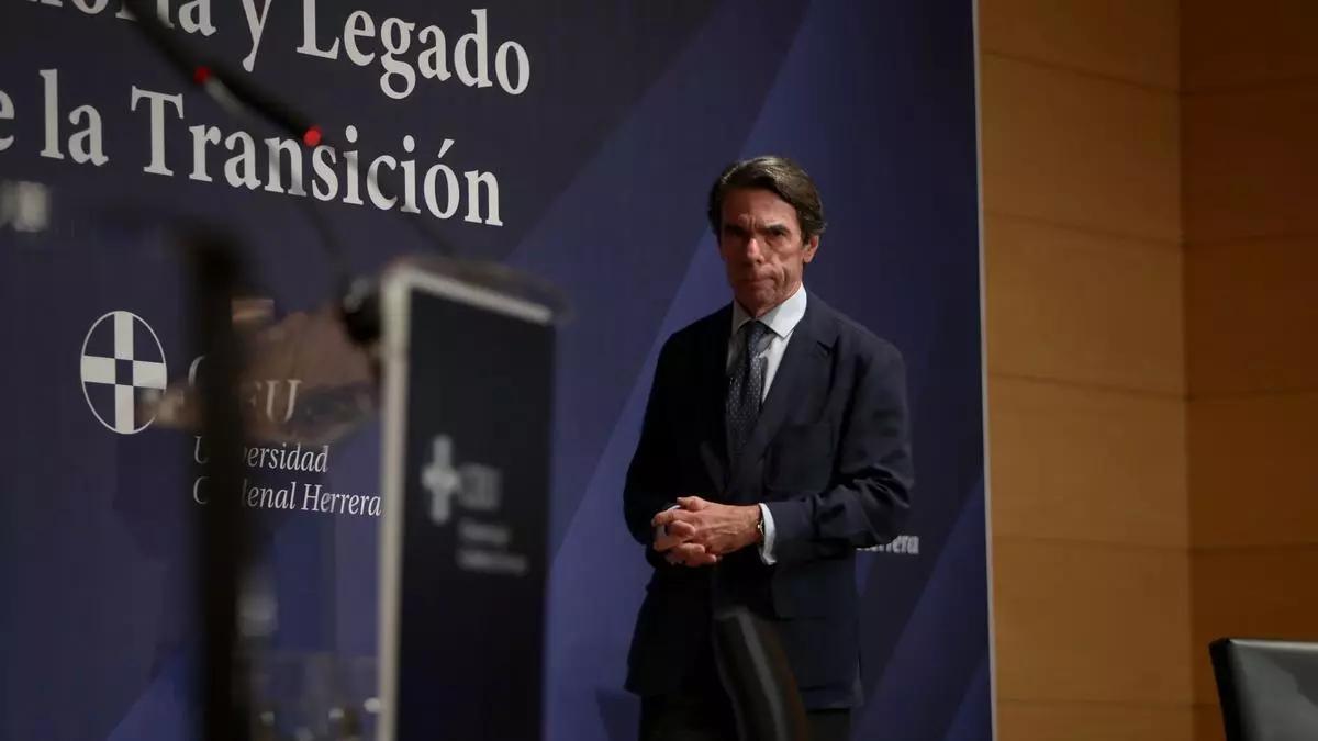 José María Aznar, este lunes en Valencia.