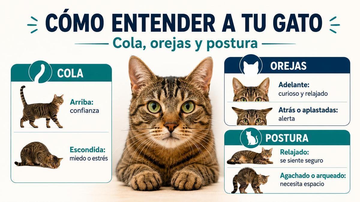 Cómo entender a tu gato: cola, orejas y postura.