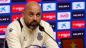Manolo Gónzalez, el técnico del Espanyol, en una rueda de prensa.