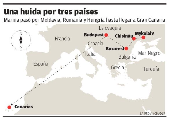 Ruta que siguieron Marina y sus hijos hasta llegar a Canarias