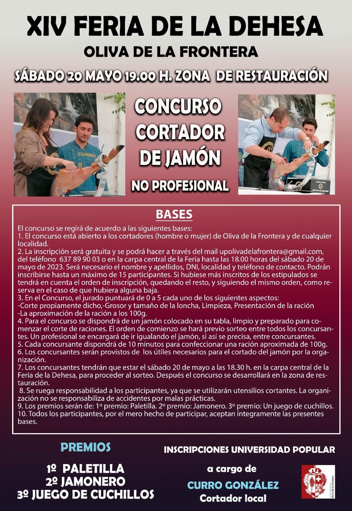 Bases del concurso de cortador de jamón no profesional.