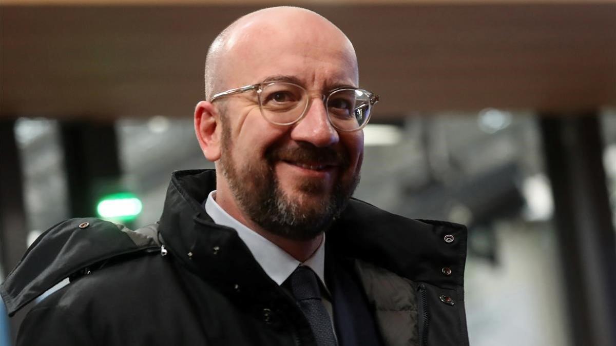 El presidente del Consejo Europeo, Charles Michel, a su llegada a la cumbre, este viernes.