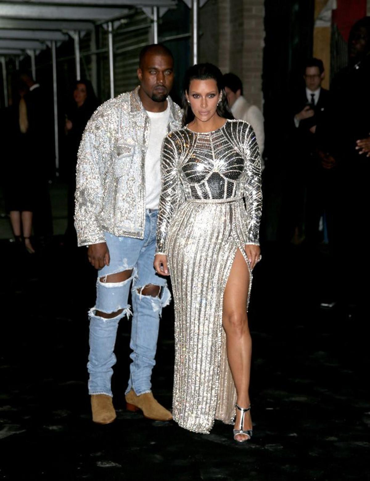 Kim Kardashian y Kanye West en la fiesta de Balmain tras la Gala Met 2016