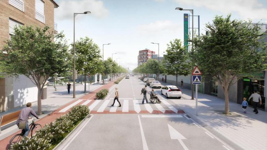 Simulació de l’estat final de la nova via urbana amable després dels treballs de remodelació programats.  | LEVANTE-EMV