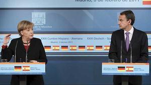 La cancellera ha parlat sobre com augmentar la competitivitat de l’economia espanyola.