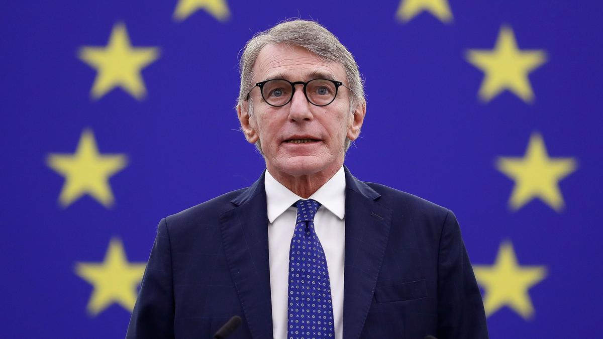 El presidente del Parlamento Europeo, David Sassoli, durante una sesión plenaria del Parlamento Europeo en Estrasburgo, Francia, el 24 de noviembre de 2021