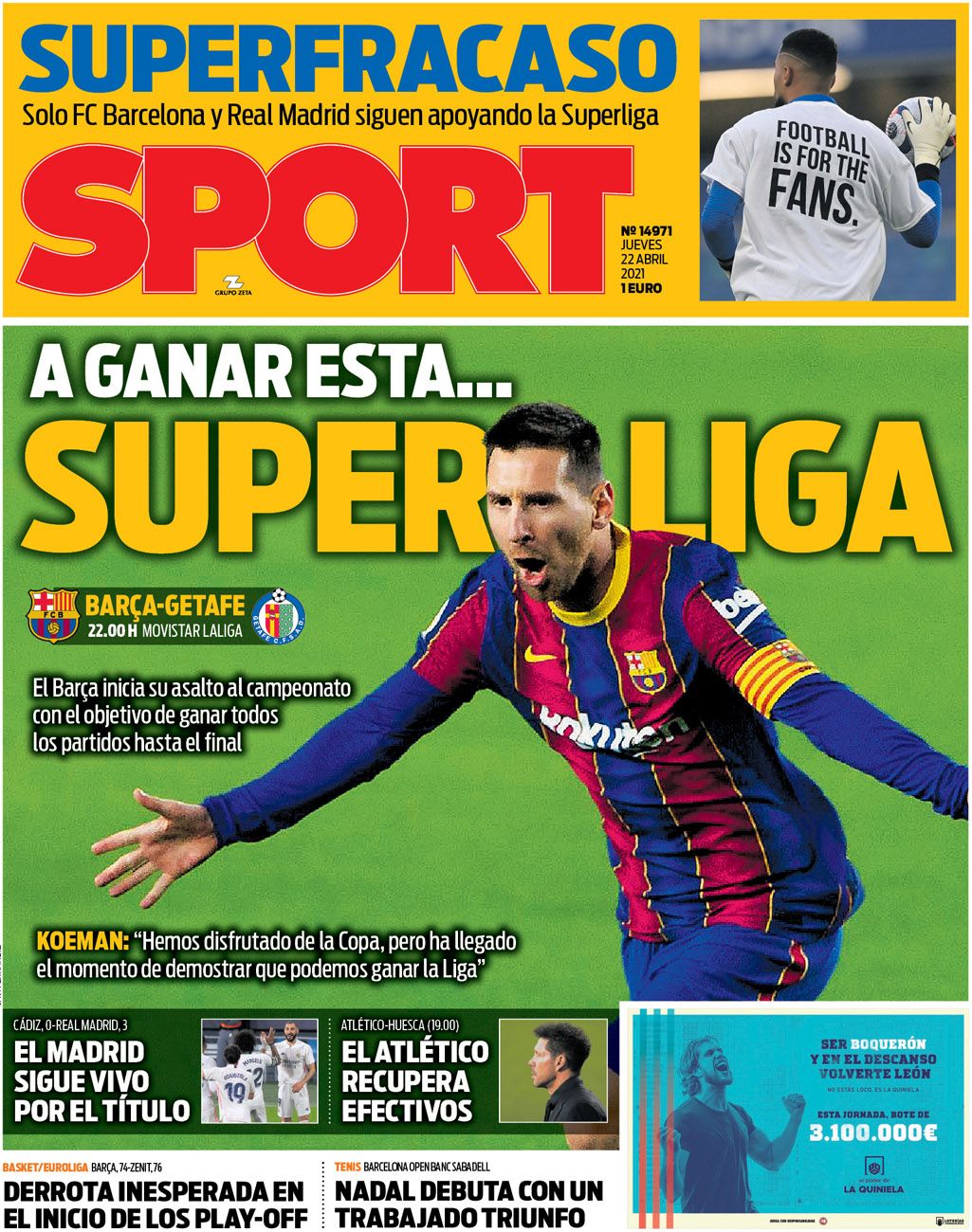 Esta es la portada del SPORT