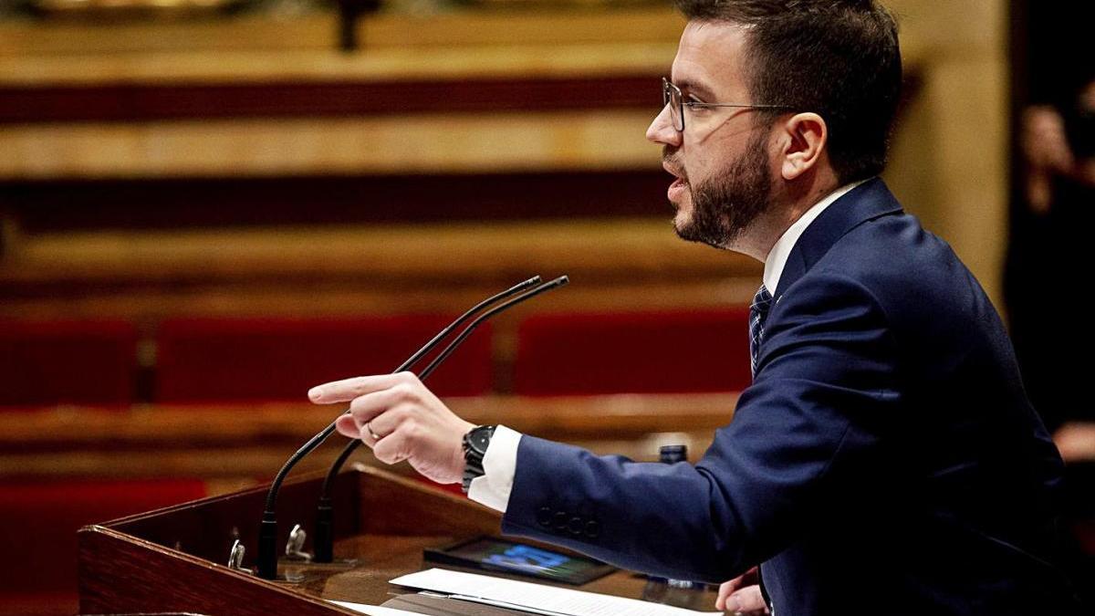 Pere Aragonès en la compareixença de la Diputació Permanent del Parlament