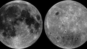 Vistas de la Luna: el lado cercano, a la izquierda, y el lado oculto, a la derecha. Se obtuvieron a partir de observaciones hechas por el Orbitador de Reconocimiento Lunar de la NASA.