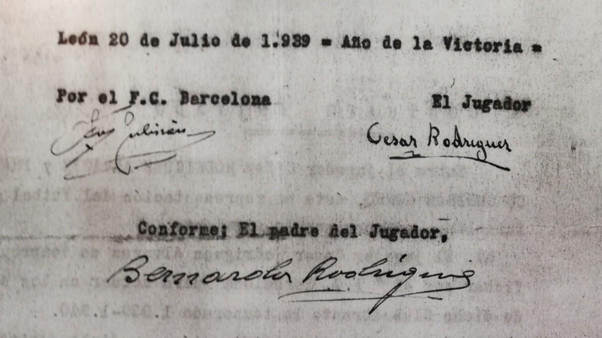 Esta es la parte final del contrato de César de 1939