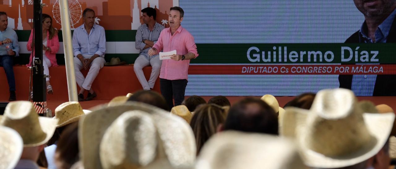 Guillermo Díaz, durante el mitin central de campaña celebrado por Cs en Málaga.