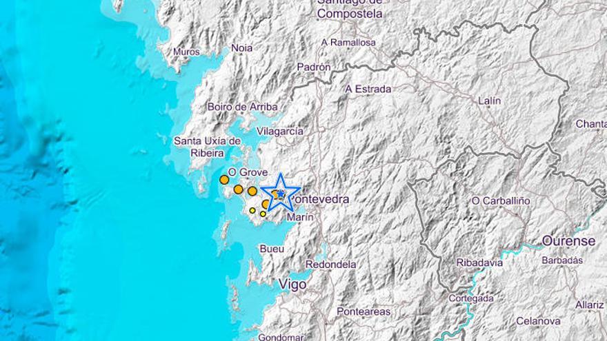 Mapa de terremotos en las últimas horas.