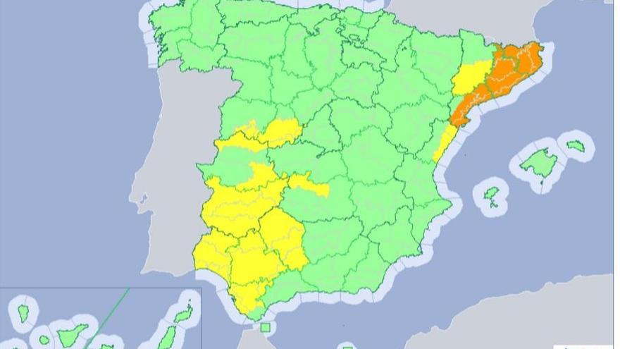 La provincia de Badajoz, el Norte cacereño, Villuercas y Montánchez, en alerta por lluvia